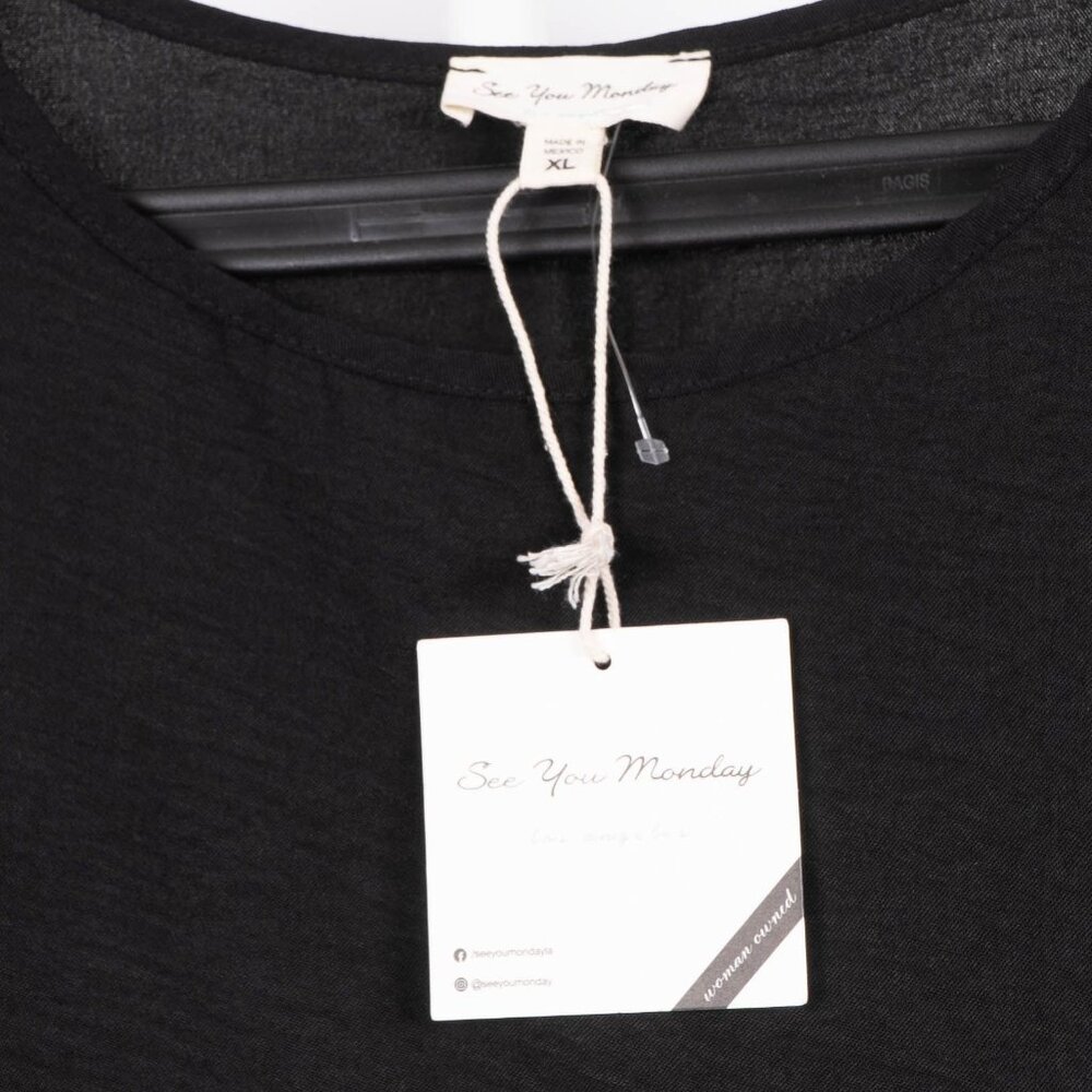See You Monday Dress XL Womens Black Waist Tue Short Sleeve LBD Career Casual - Picture 6 of 7